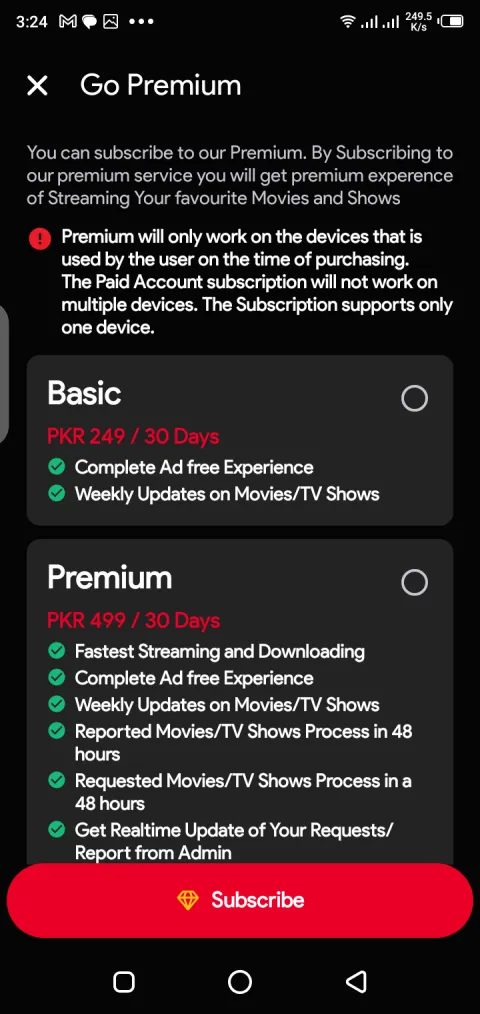 Screenshot of the Stream Flix app on Android